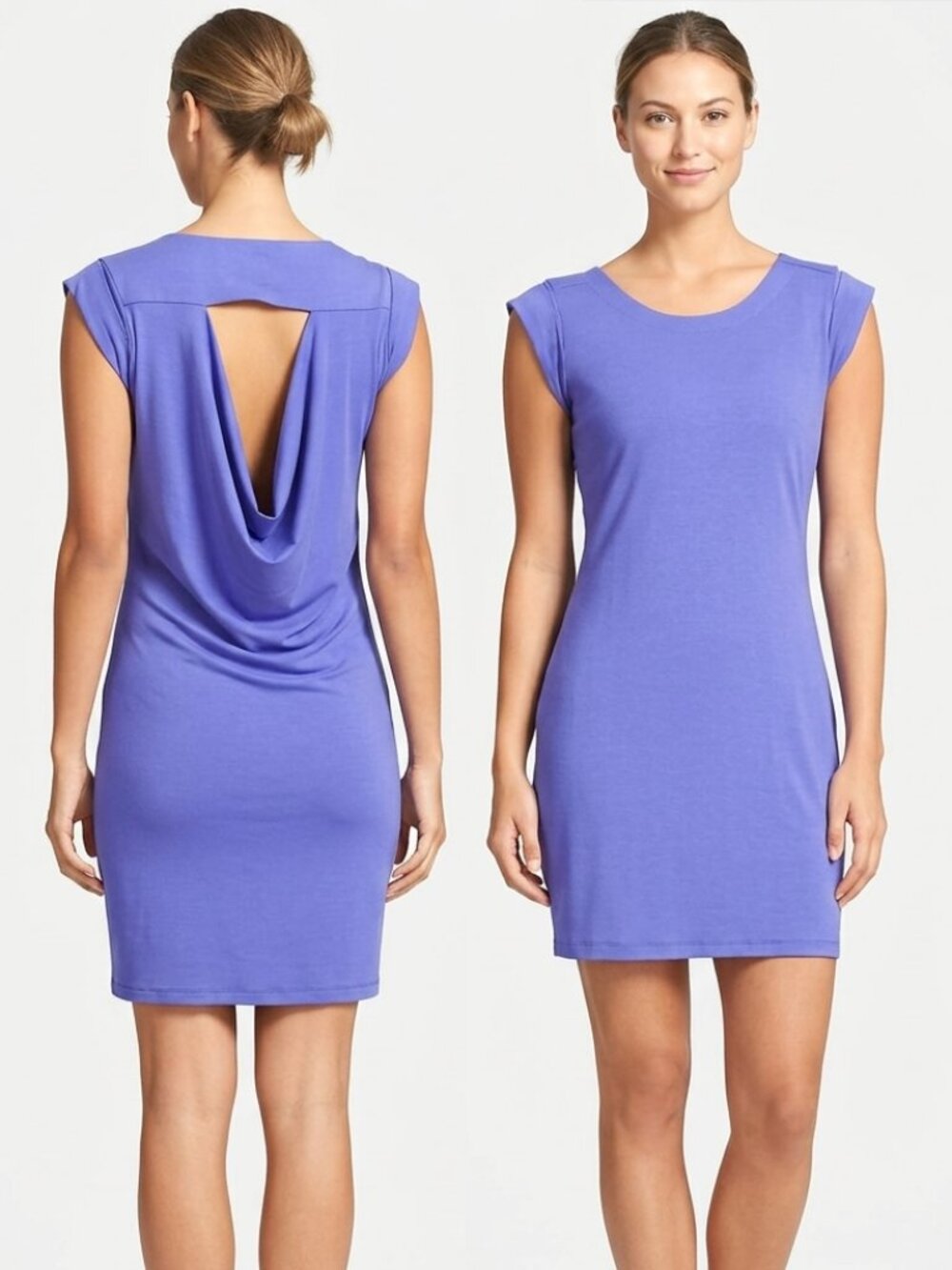 Athleta Charisma Dress ~ Peek A Boo, Keyhole Cowl Back - Baja Blue - Medium